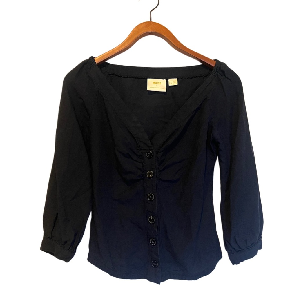 ANTHRO Navy button down blouse